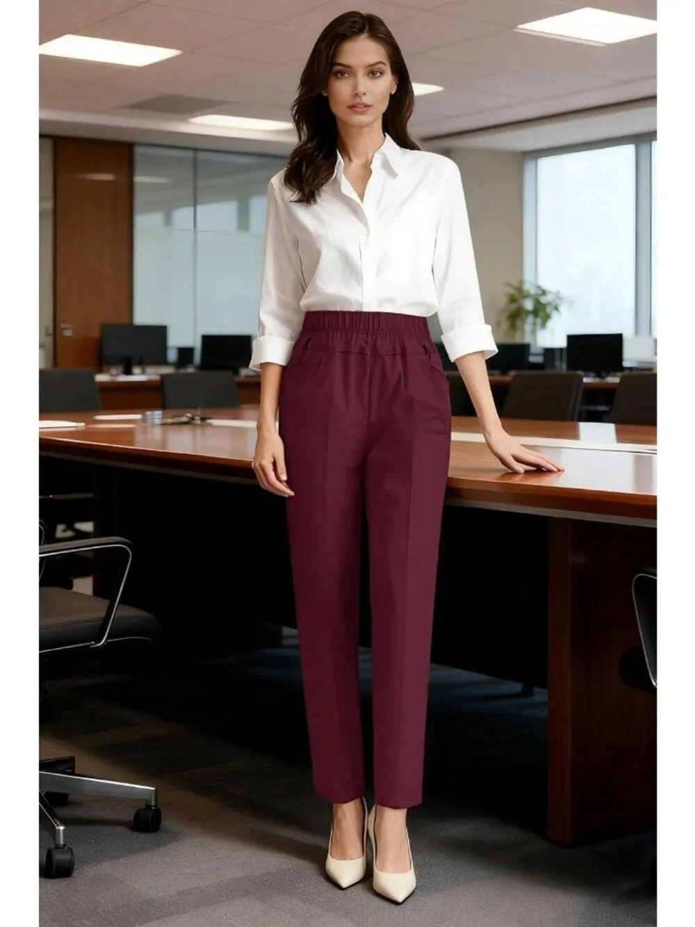 Comfy Summer Stretch Pull-On Pants for Women - Elastic Waist, Casual Chic Style